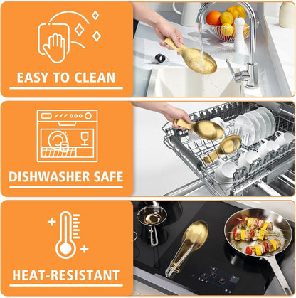 Stainless Steel Spoon Rest, Spatula Ladle Holder, Stainless Steel Utensil Spoon Rest Holder, Brushed Finish, Dishwasher Safe 9.8 X 3.7 Inch (Gold 1PC)4