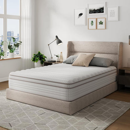 12 Inch King Size Mattress, Hypoallergenic & Back Pain Relief, Hybrid King Mattresses in a Box with Smarts Coils, Fiberglass Free Certipur-Us Certified Colchones No Box Spring Needed1