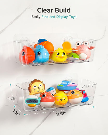 Bath Toy Storage Organizer 2 Pack, Bath Toy Holder with Drain Holes5