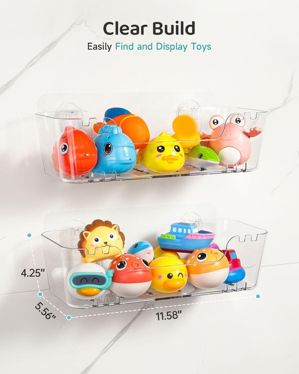 Bath Toy Storage Organizer 2 Pack, Bath Toy Holder with Drain Holes5