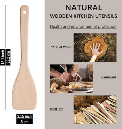 Wooden Spatulas for Cooking, 2 Pack, 13 Inch, Uncoated Beech Wood3