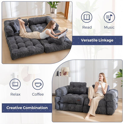 Folding Sofa Bed, Convertible Chair Bed with Pillow4