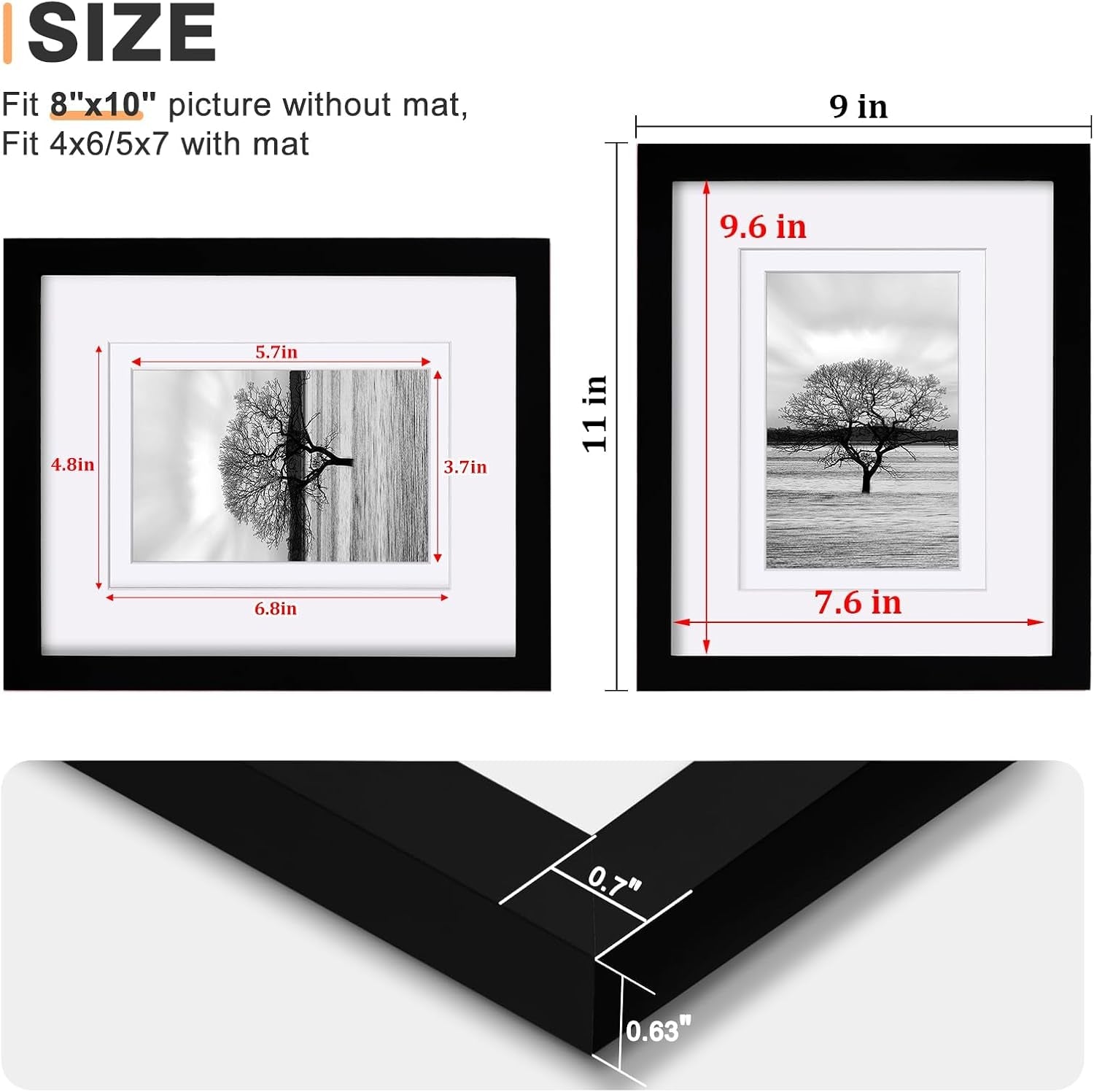 8x10-picture-frames-set-of-4-made-of-solid-wood-covered-by-plexiglass-4x6-and-5x7-with-mat-or-8x10-without-mat-for-table-top-display-and-wall-mounting-photo-frame-black