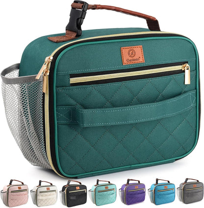 Lunch Box for Kids, Boys - Insulated Small Lunchbox Reusable, Zip Closure & Buckle Handle, Portable Cooler for Work, School, Travel (Lake Green)1
