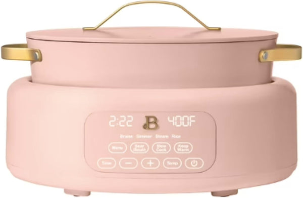10-In-1 6Qt Electric Multi-Cooker – Slow Cooker, Rice Cooker, Steamer & More | Touch Control, Oven-Safe, Dishwasher-Safe (Pink Rose)1