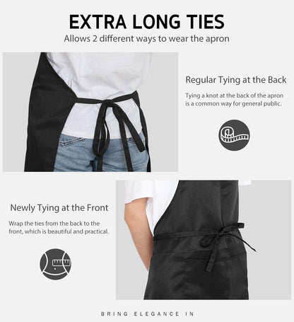 Apron for Men Women, Adjustable Cooking Kitchen Apron with 2 Pockets | Machine Washable, Firm Stitching, Stain Resistance, Long Tie Straps, 2 Pockets, Versatility, Unisex Use, Gift, BBQ6