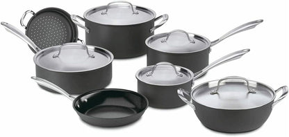 GG-12 Greengourmet Hard Anodized 12-Piece Set, Black/Stainless Steel1