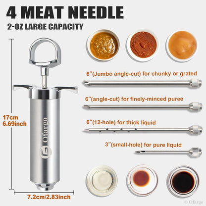 Stainless Steel Meat Injector Syringe Kit with 4 Marinade Needles for BBQ Grill Smoker, Father Day Gifts for Dad Husband Men Him, 2-Oz Large Capacity, Both Paper User Manual and E-Book Recipe8