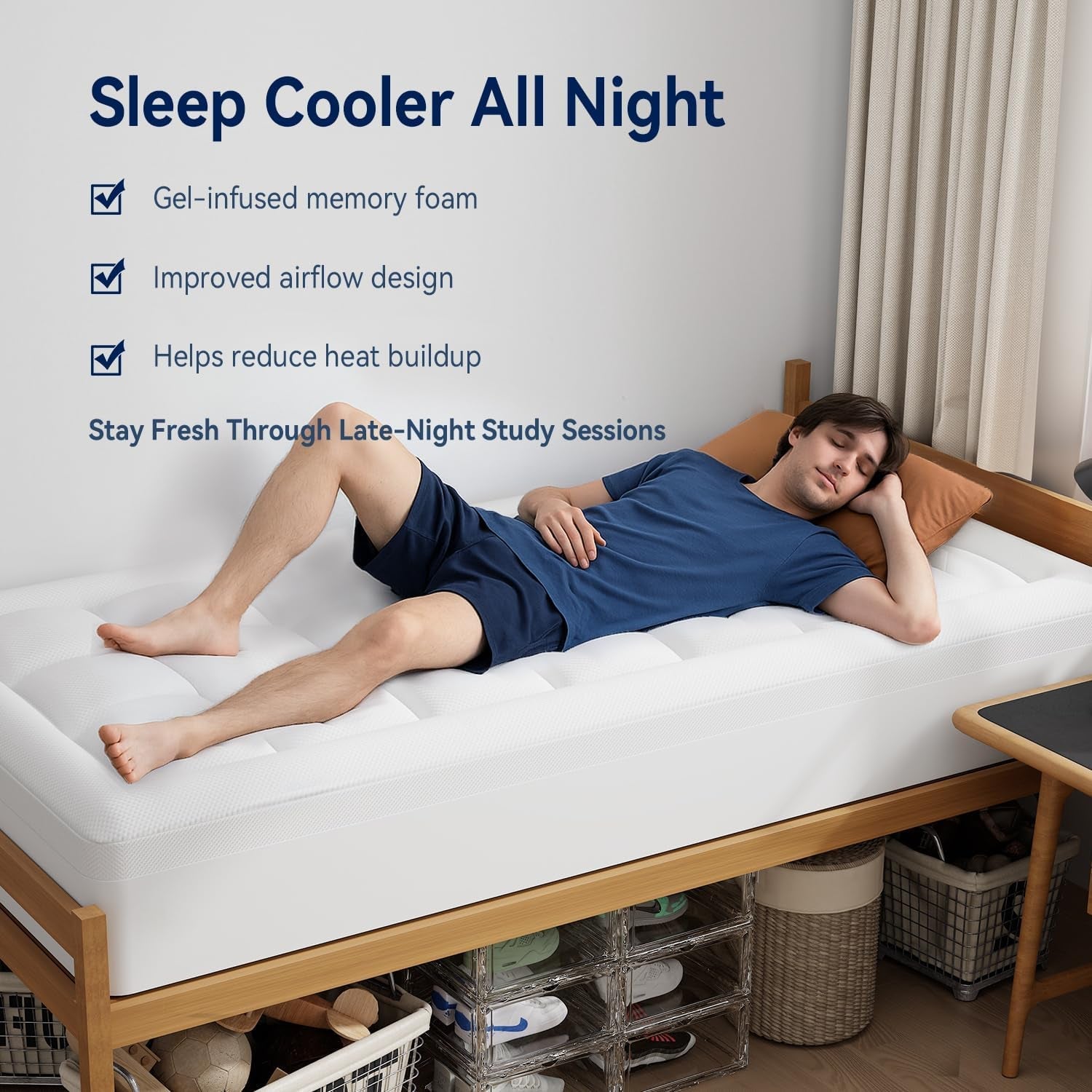 twin-xl-college-dorm-essentials-3-inch-memory-foam-mattress-topper-dual-layer-design-2-inch-cooling-gel-foam-and-1-inch-soft-pillow-top-bed-pad-back-to-school-comfortable-support