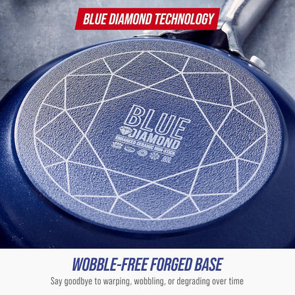 2QT Diamond Infused Ceramic Nonstick Sauce Pan with Lid, Blue | Pfas-Free Ceramic Nonstick Chef Pot, Dishwasher & Oven Safe, Durable Metal Utensil Safe, Soups, Glass Lid7