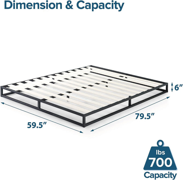 Joseph 6 Inch Metal Platform Bed Frame, Mattress Foundation, Wood Slat Support, No Box Spring Needed, Sturdy Steel Structure, Queen2