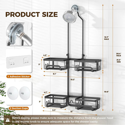 Split Shower Caddy Hanging for Handheld Showerheads, Black6