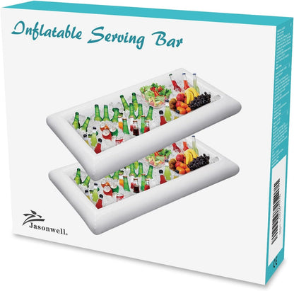 Inflatable Serving Bars Ice Buffet Salad Serving Trays Food Drink Holder Cooler Containers Indoor Outdoor BBQ Picnic Pool Party Supplies Luau Cooler W Drain Plug7