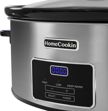 8-Quart Digital Programmable Slow Cooker with Timer - Small Kitchen Appliance for Family Dinners - Serves 10+ People - Heat Settings: Keep Warm, Low and High2