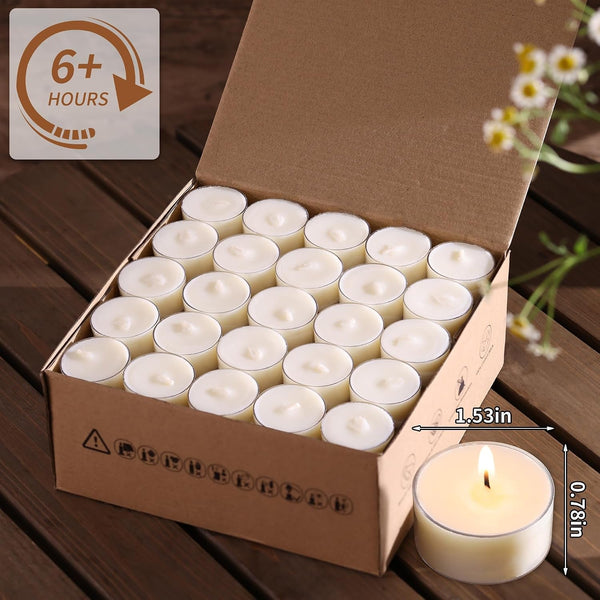 6 Hour Soy Tea Lights Candles Bulk 100 Pack, White Votive Bulk2