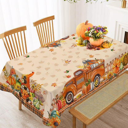 Fall Tablecloth Rectangle 60 X 120 Inche, Pumpkin Fall Table Cloth3