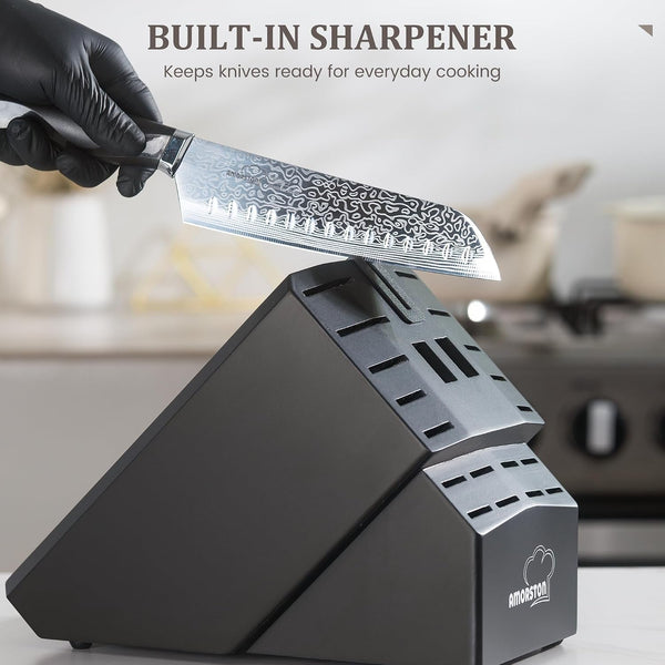 22 Pieces Knife Block Set with Built-In Sharpener | Built-In Sharpener Block, Dishwasher Safe, High Carbon German Stainless Steel, Laser-Engrave, Kitchen Weddings Birthdays Gift6