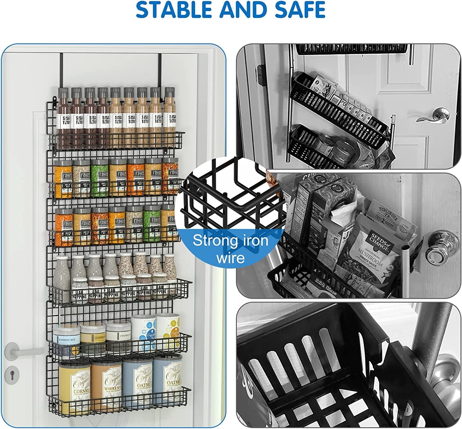 6-tier-spice-rack-organizer-with-door-hook-wall-mounted-over-the-door-spice-racks-for-kitchen-pantry-door-cabinet-two-size-large-capacity-black