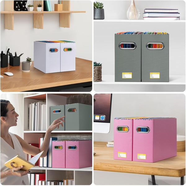 2PK File Organizer Box, Cardboard File Folder Organizer with Handle8