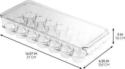 Clear Plastic Egg Holder for Fridge with Lid, 21 Egg3