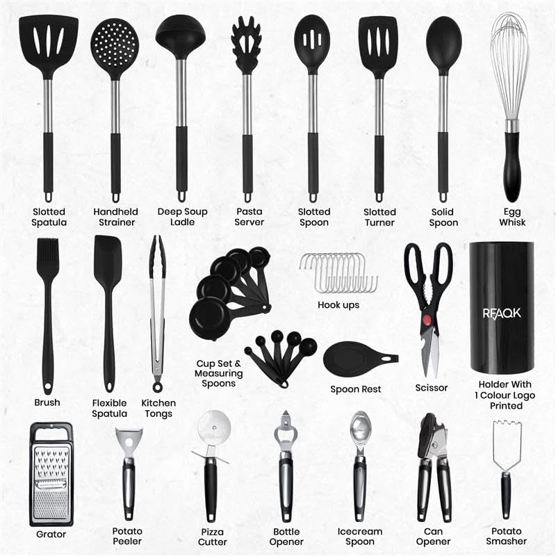 40pcs-silicone-cooking-utensils-set-446-heat-resistance-bpa-free-kitchen-utensils-set-for-nonstick-cookware-gadgets-includes-can-opener-potato-smasher-peeler-tongs-spatula-set-pizza-cutter