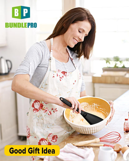Pack of 2 Cooking Spoons for Non Stick Cookware, Multifunction Spatula Spoon Bpa-Free, One-Piece Design, Suitable for Scooping, Scraping, Serving and Mixing(Black)7