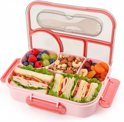 Bento Box for Adults,4 Compartments Lunch Box, Snack Containers Reusable Lunch Containers Drop-Proof, Dishwasher Safe & Made with Bpa-Free Materials, Pink1