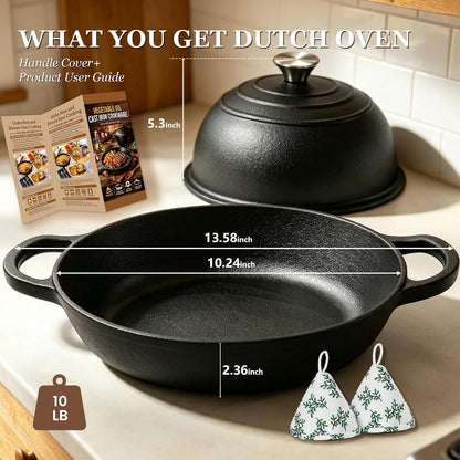 Cast Iron Bread Oven 6QT, Sourdough Bread Baking Pan with Lid | for Crispy Sourdough at Home - Dome Lid Locks Steam for Artisan Crust, 6QT Fits Family-Size Loaves6
