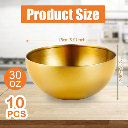 10 Pcs Gold Bowls, Stainless Steel Mixing Serving Bowl, 5.9 Inch2