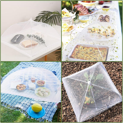 7 Pack Food Covers for Outdoors Mesh Screen Include Food Tents 1 Extra Large (40"X 24") & 6 Standard (17"X 17") Collapsible and Reusable Mesh Covers for Outside, BBQ Party Supplies, Fruit8