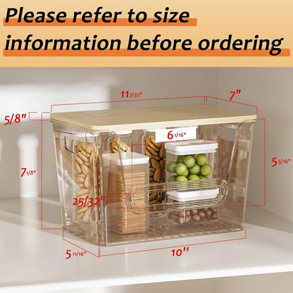 2 Set Pantry Organizers and Storage, Trash Bag Holder under Sink Organizer for 4-13 Gal Bags, Trash Bag Dispenser with Bamboo Top for Onion, Potato, Garlic, Clear (11-7/32"L*7" W*7-1/8"H)2