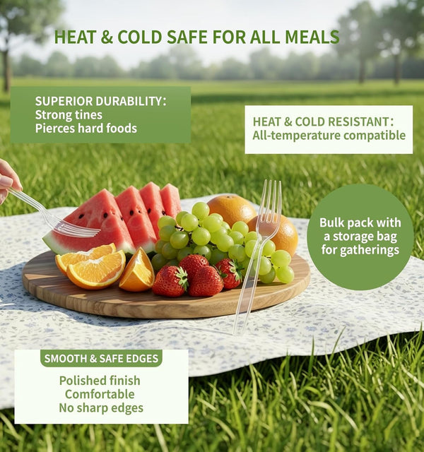 390 Count Heavy Duty Disposable Clear Plastic Cutlery Set, Bulk4