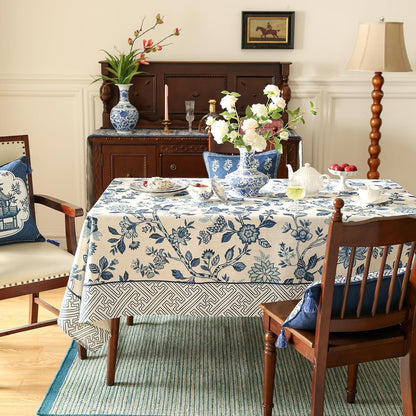 Designer Linen Tablecloth Rectangular,87"X55"-Suqing A2