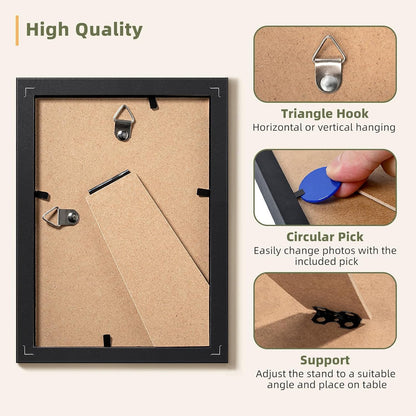 4X6 Picture Frame Set of 10, Wall or Tabletop Display, Black5