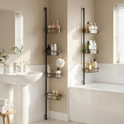 Corner Shower Caddy Tension Pole 4 Tier Rustproof Shampoo Organizer,Black3