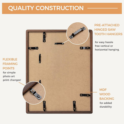 11X14 Picture Frame Matted to 8X10, Walnut Wood, Tempered Glass9