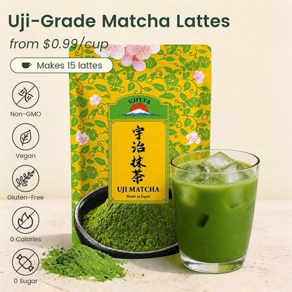 Ceremonial Grade Uji Matcha Powder - Stone-Ground from Kyoto Japan, Umami-Rich for Tea Ceremony Vibrant Green (1.06Oz/30G) Zero Sugar Vegan 0 Calories4