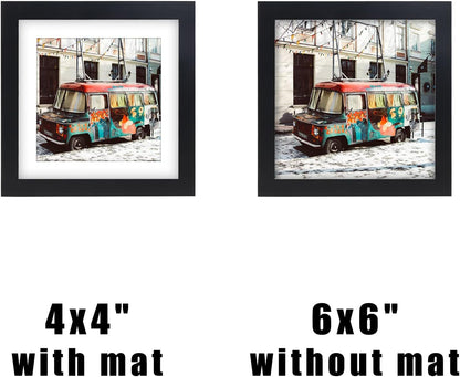 6X6 Black Picture Frames Square Classic Natural Wood 6 Pack for Wall Mounting and Tabletop Display3