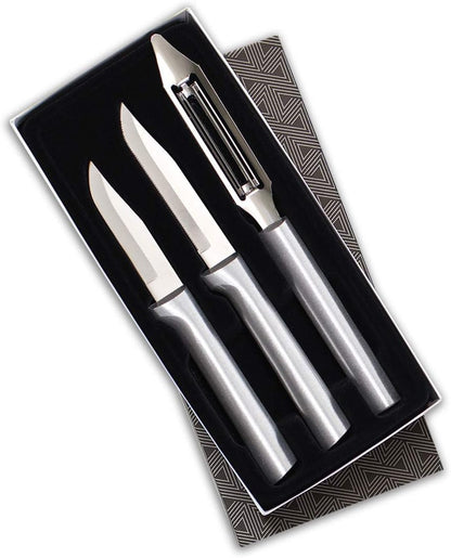 Cutlery Kitchen Basics Gift Set (S56) with Sharpener, Silver | 3-Piece Knife Set with Quick Edge Sharpener (R119), Stainless Steel Blades, Cast Aluminum Handle2