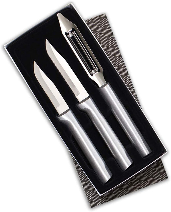 Cutlery Kitchen Basics Gift Set (S56) with Sharpener, Silver | 3-Piece Knife Set with Quick Edge Sharpener (R119), Stainless Steel Blades, Cast Aluminum Handle2
