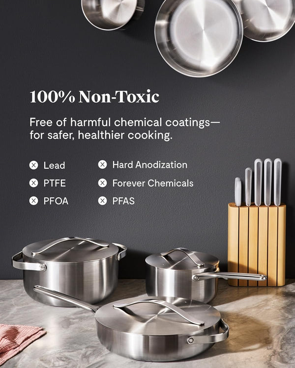 Caraway 4.5 Qt Stainless Steel Sauté Pan | 5-Ply Stainless Steel, Oven Safe and Stovetop Agnostic, Non-Toxic, PTFE and PFOA Free6