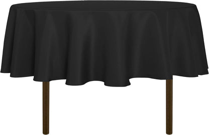 Black round Tablecloth 60 Inch Diameter for 20-48 Inch Tables | Water Resistant Spill Proof, Washable Polyester Cloth Decorative Fabric Cover, for Dining, Buffet Parties and Camping1