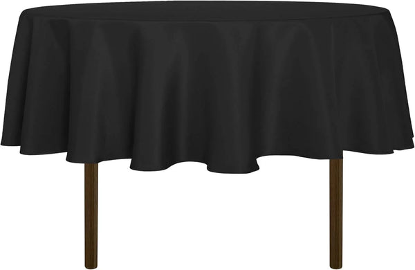 Black round Tablecloth 60 Inch Diameter for 20-48 Inch Tables | Water Resistant Spill Proof, Washable Polyester Cloth Decorative Fabric Cover, for Dining, Buffet Parties and Camping1