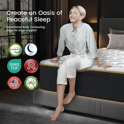 Luxury Full Size Mattress 8 Inch, Hotel Level Hybrid Mattress Full Size Bed in a Box, Gel Memory Foam & 7-Zone Ergonomics Targeted Support, Certipur-Us, Teens, Singles, Guest Rooms, 365-Trials6