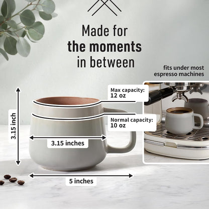 Stoneware Ceramic Coffee Mugs Set of 4 | 12 Oz | Sage Ash | Lead-Free, Non-Toxic, Freezer - Microwave & Dishwasher Safe, Comfortable Handle, Aesthetic Nordic Design for Cappuccino2