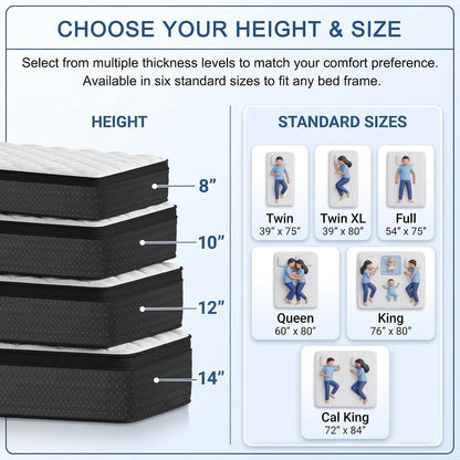 Queen Size Mattress,10" Thickness Hybrid Memory Foam Mattress in a Box7