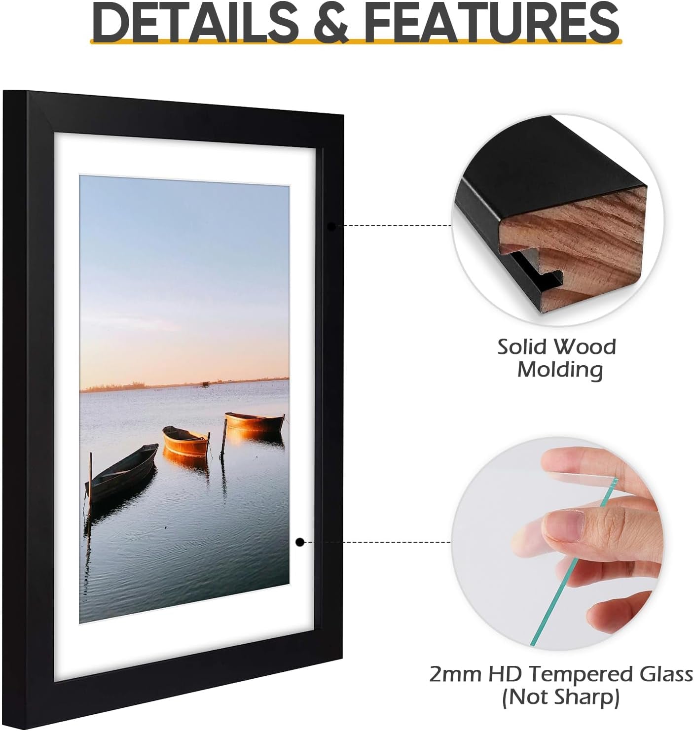 11x14-black-picture-frame-solid-wood-real-glass-mat-8x10