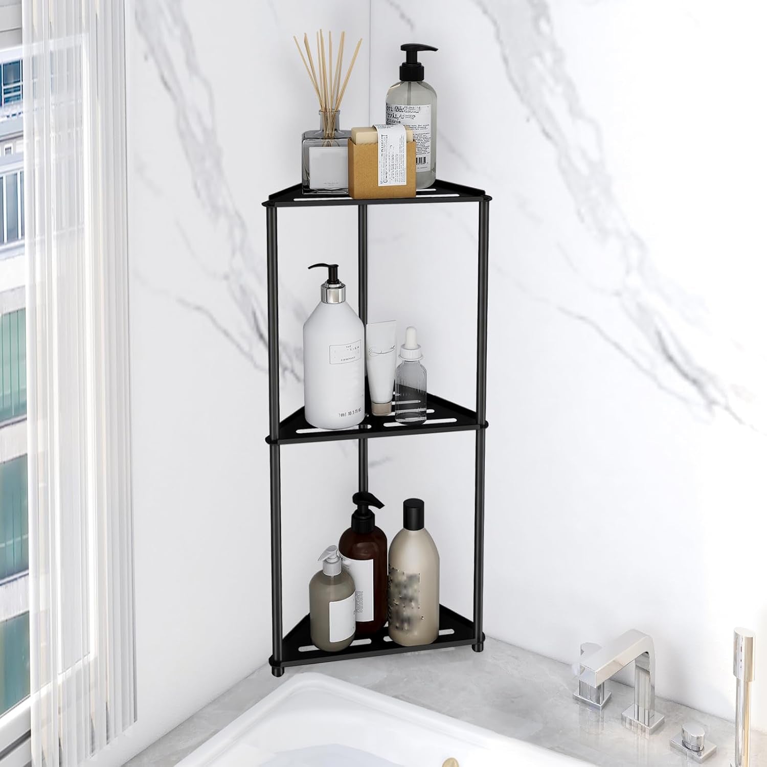 standing-shower-caddy-corner-3-tier-stainless-steel-shower-organizer-stand-rustproof-corner-shower-shelves-corner-shower-caddy-bathroom-shower-stand-black