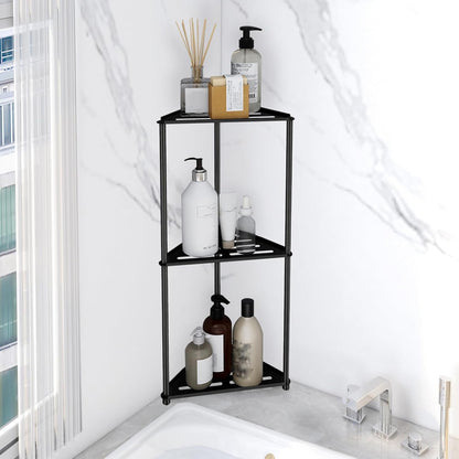 Standing Shower Caddy Corner, 3 Tier Stainless Steel Shower Organizer Stand, Rustproof Corner Shower Shelves, Corner Shower Caddy Bathroom Shower Stand, Black1