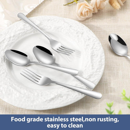 24-Piece Forks and Spoons Silverware Set,Spoons and Forks Food Grade Stainless Steel Flatware Cutlery Set for Home,Kitchen and Restaurant,Mirror Polished & Dishwasher Safe5